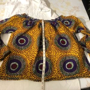 Vibrant Yellow and Purple Patterned Top African long sleeves cotton